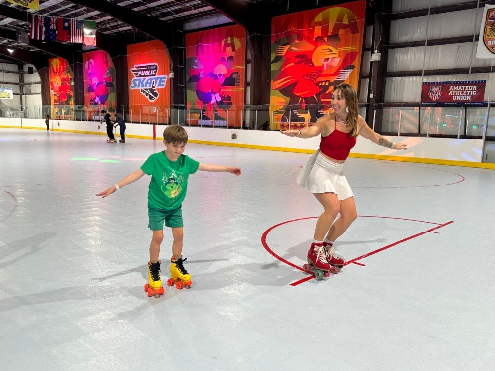Instructor teaching boy